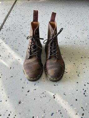 Dr. Martens Brown Camouflage Lace-Up Boots